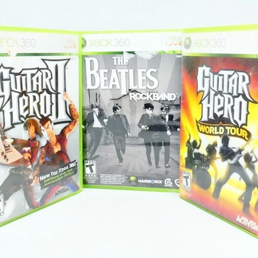 Guitar Hero Rockband Game Lot Of 5 (Microsoft XBox 360) AC/DC Beatles World Tour